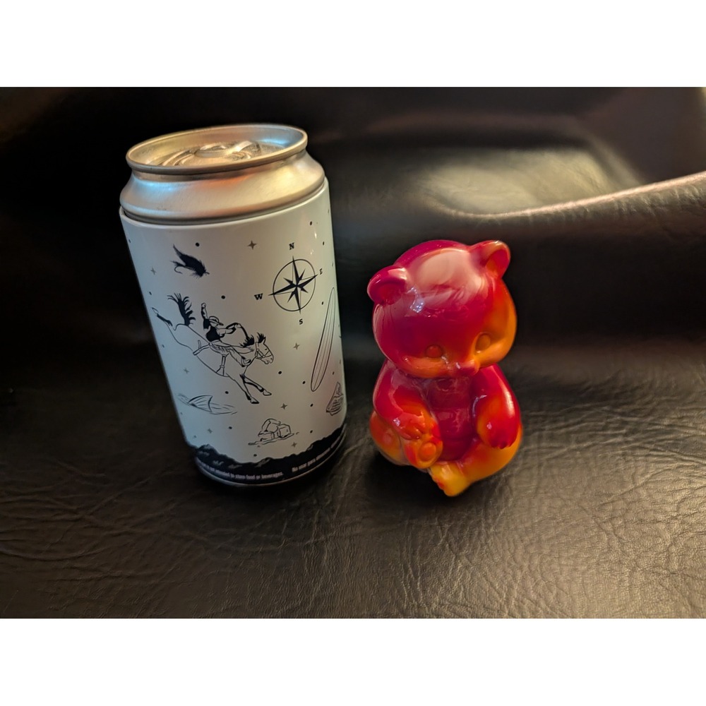 Fenton Red Slag Glass Teddy Bear Figurine Vintage Art Glass Seated Bear 3.5 in